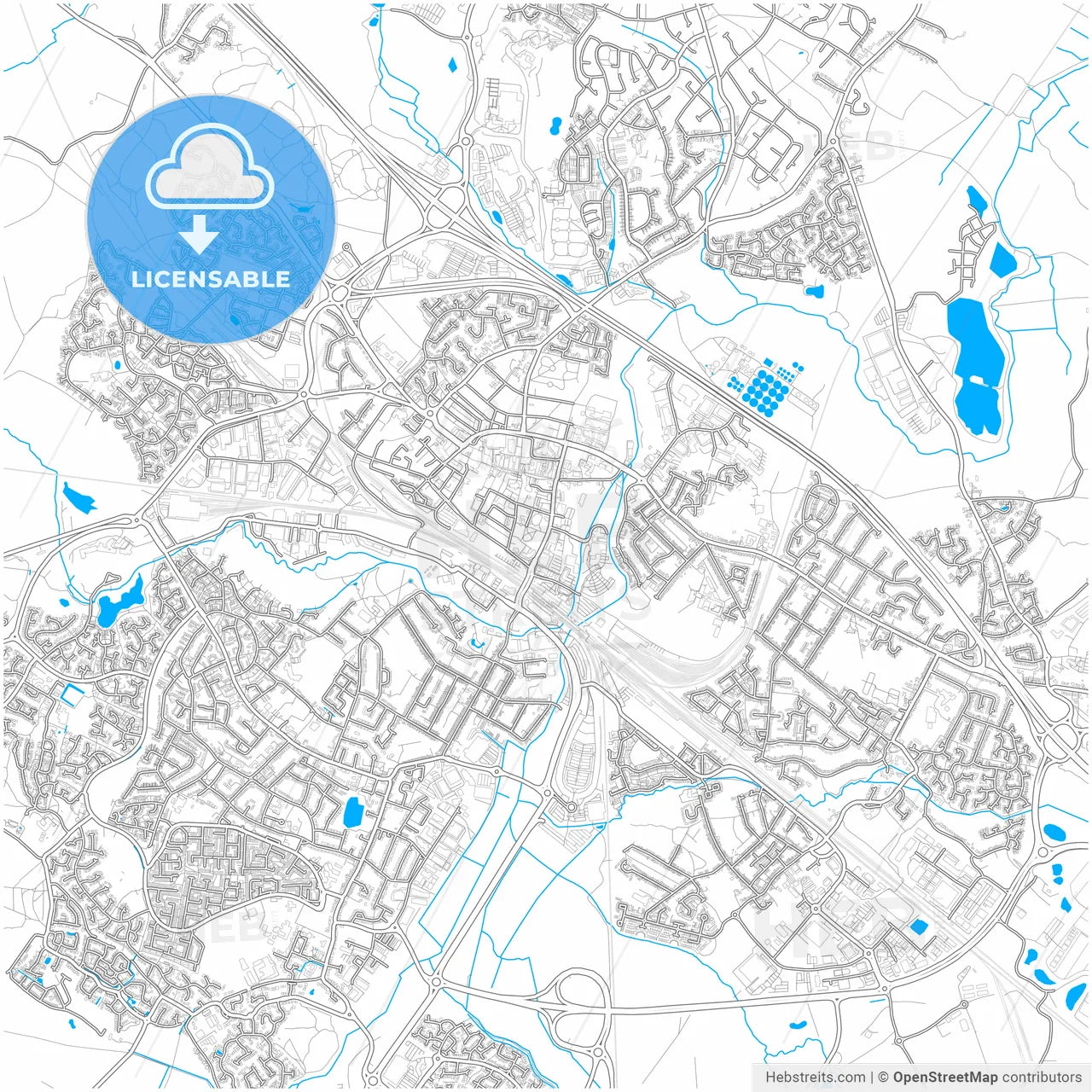 Ashford, South East England, England, city map with high resolution roads.