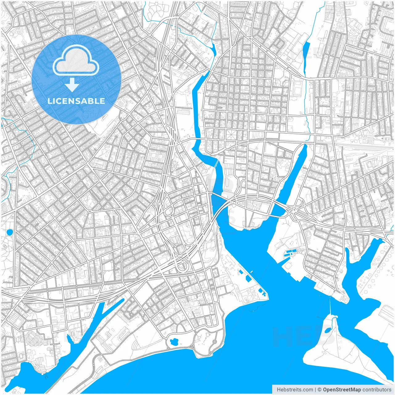 Bridgeport, Connecticut, United States, city map with high resolution roads.
