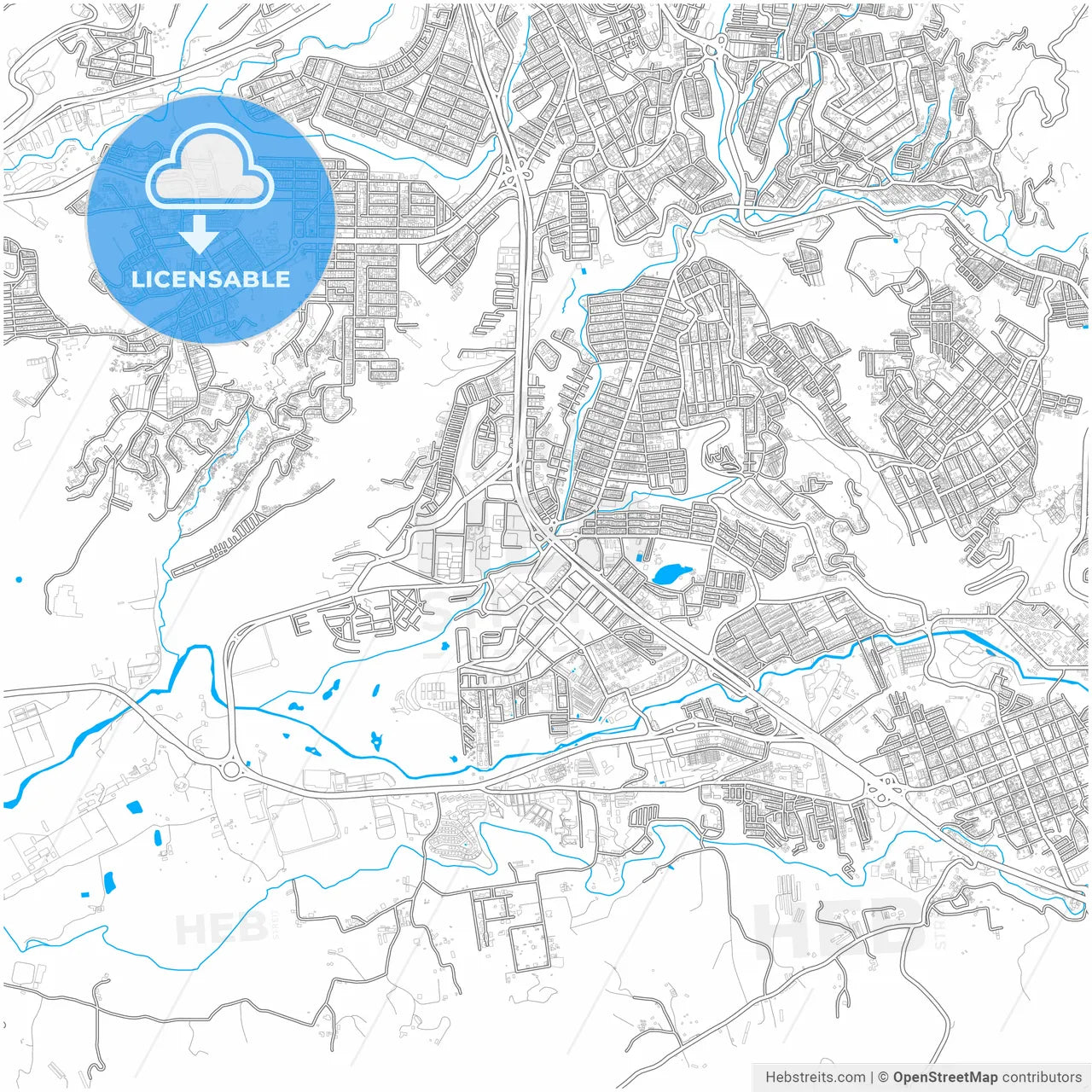 Floridablanca, Colombia, city map with high resolution roads.