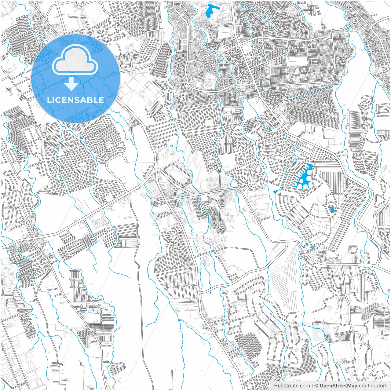 Dasmariñas, Cavite, Philippines, city map with high resolution roads.