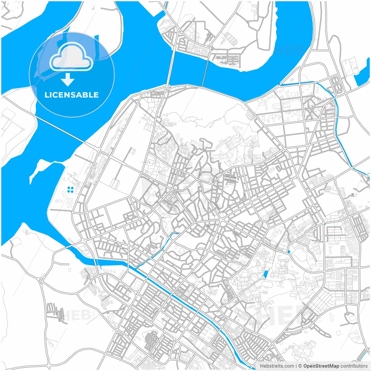 Chuncheon, Gangwon, South Korea, city map with high resolution roads.