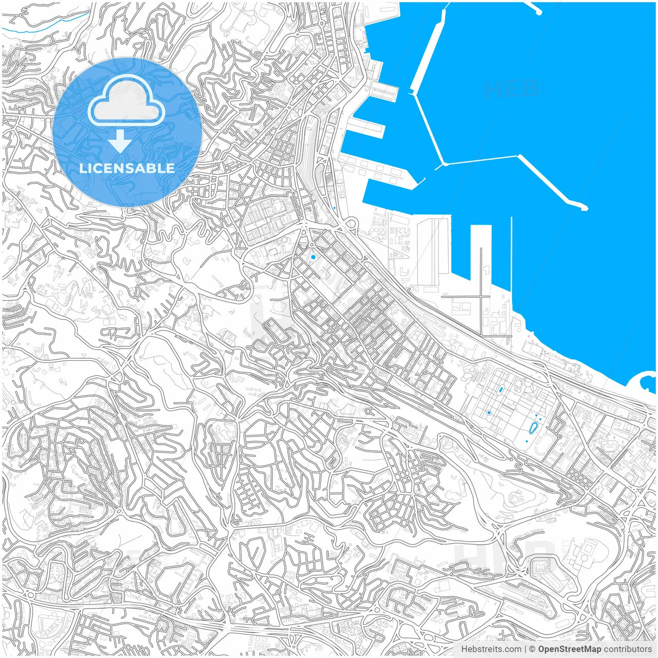 Algiers, Algeria, city map with high resolution roads.
