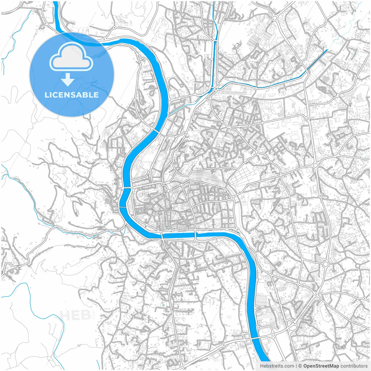 Alès, Gard, France, city map with high resolution roads.