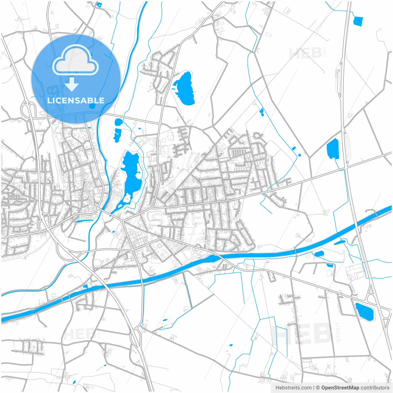 Bramsche, Lower Saxony, Germany, city map with high resolution roads.