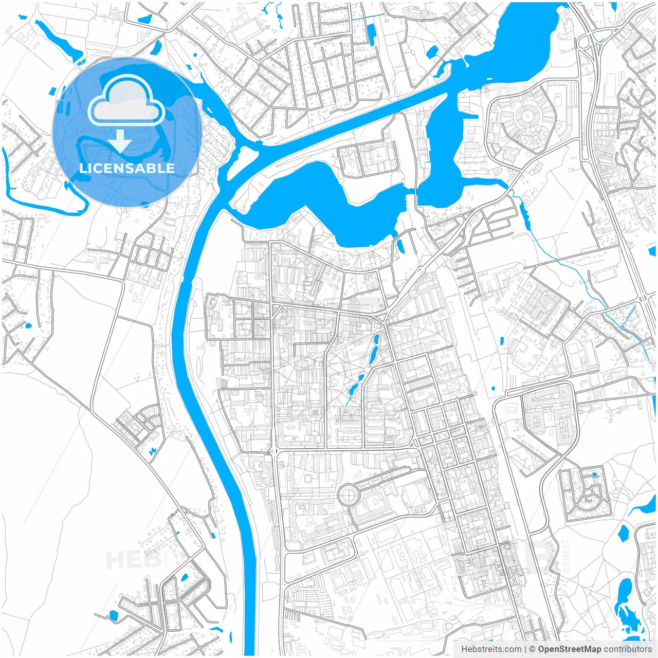 Dolgoprudny, Moscow Oblast, Russia, city map with high resolution roads.