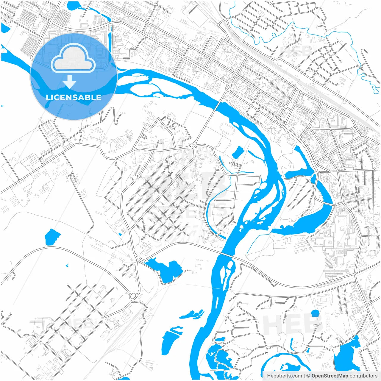 Birobidzhan, Jewish Autonomous Oblast, Russia, city map with high resolution roads.