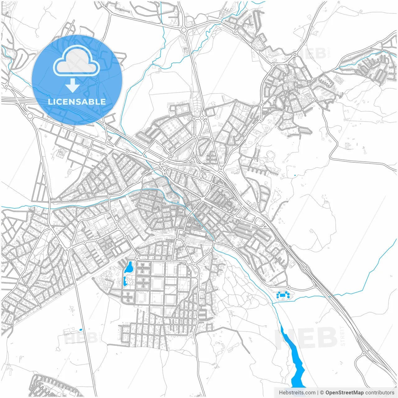 Collado-Villalba, Madrid, Spain, city map with high resolution roads.