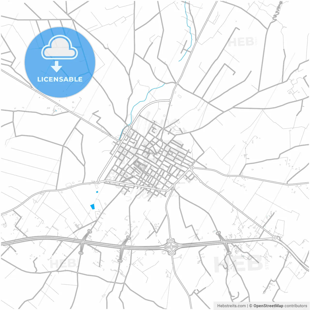 Llucmajor, Balearic Islands, Spain, city map with high resolution roads.