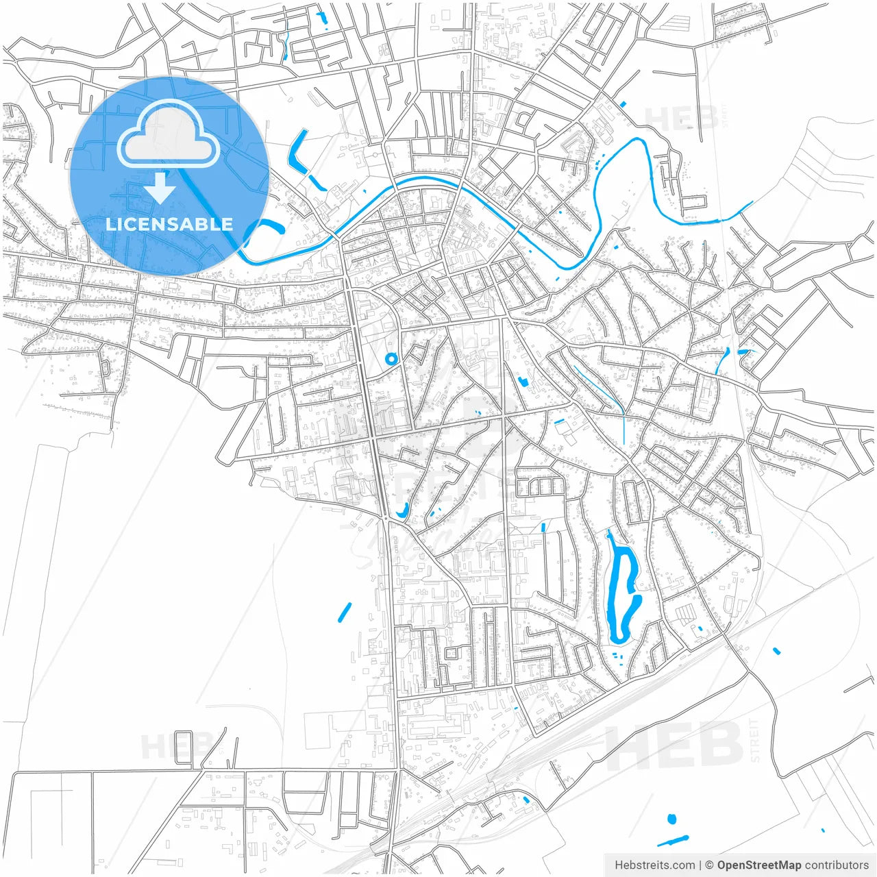 Nizhyn, Chernihiv Oblast, Ukraine, city map with high resolution roads.