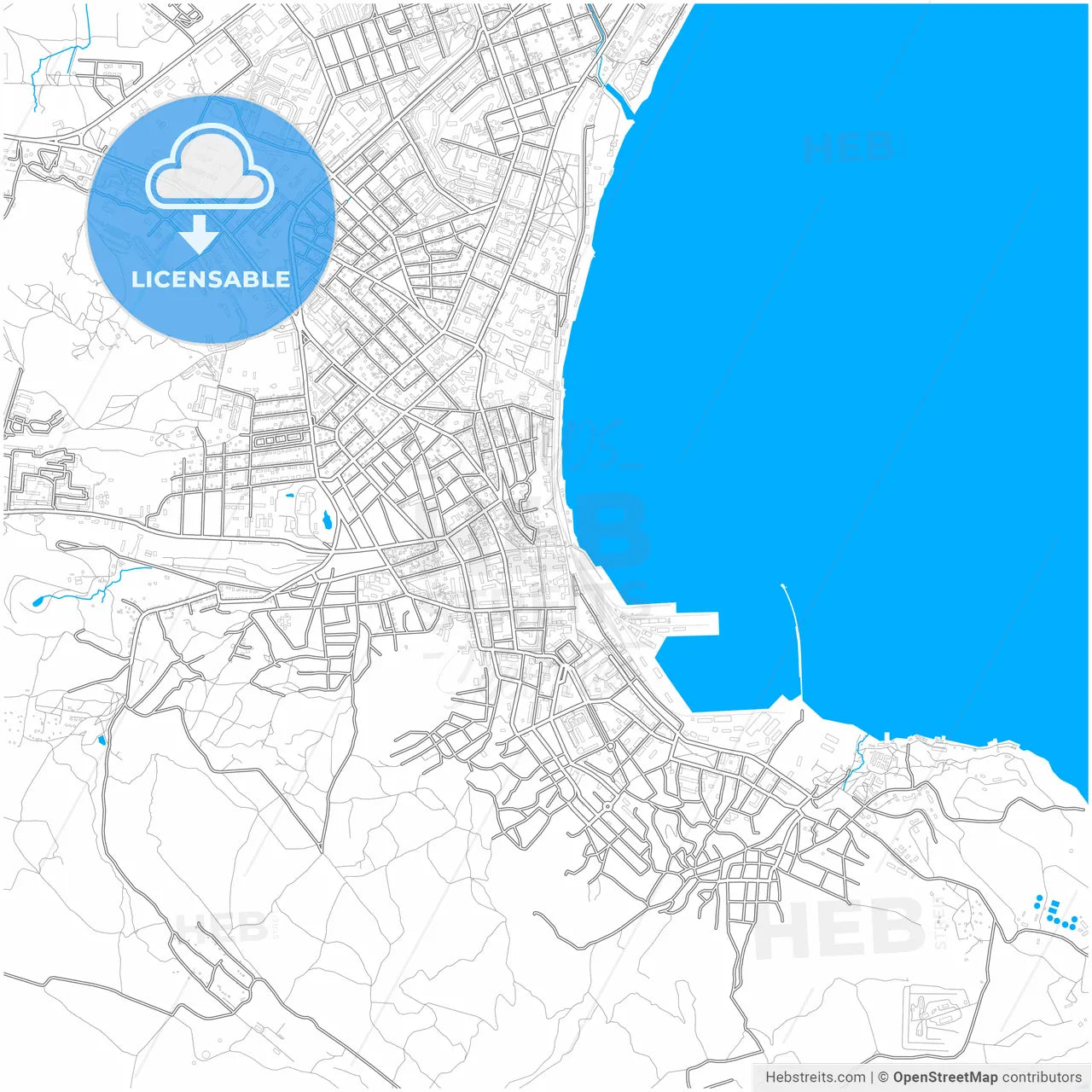 Feodosiya, Crimea, Ukraine, city map with high resolution roads.