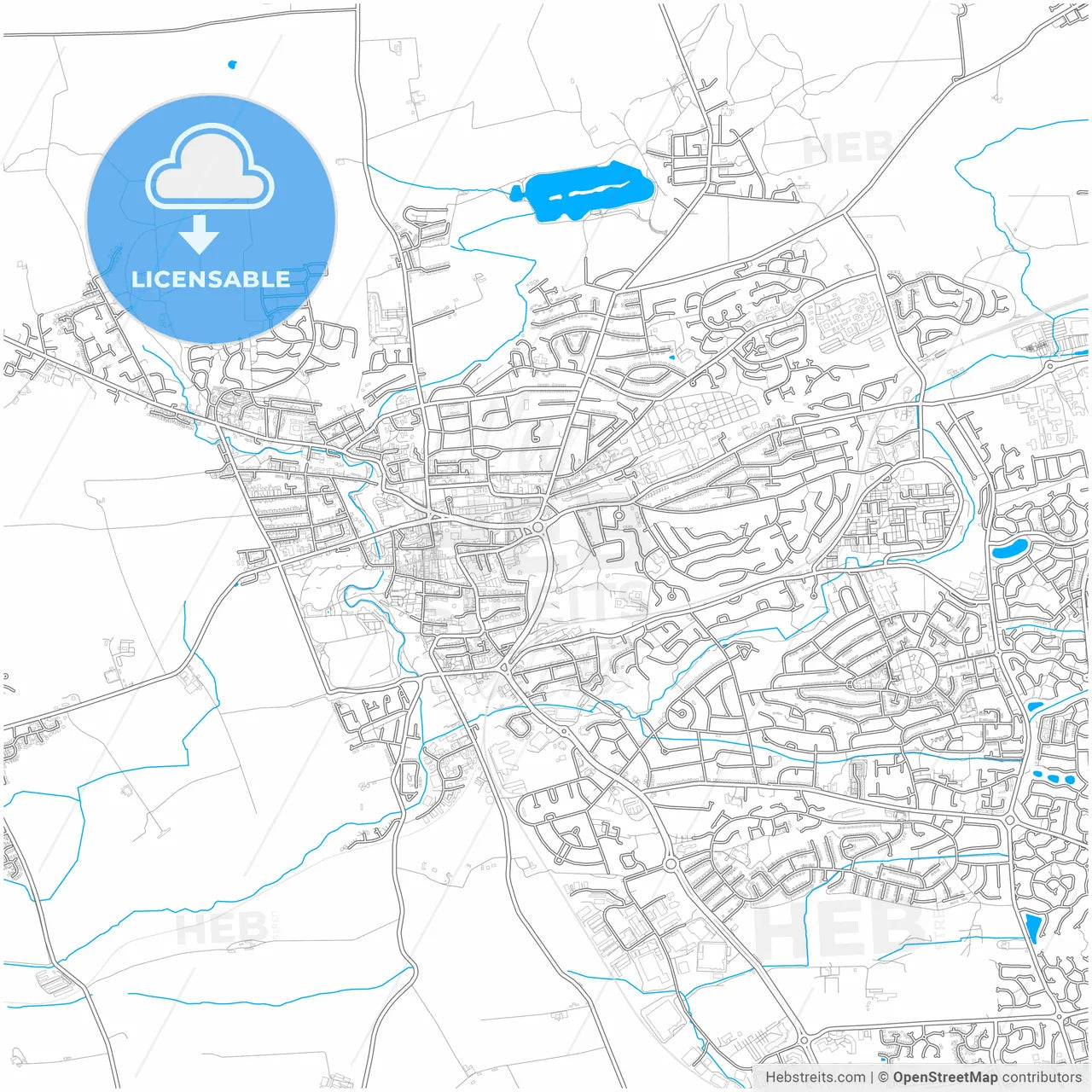 Dunfermline, Fife, Scotland, city map with high resolution roads.