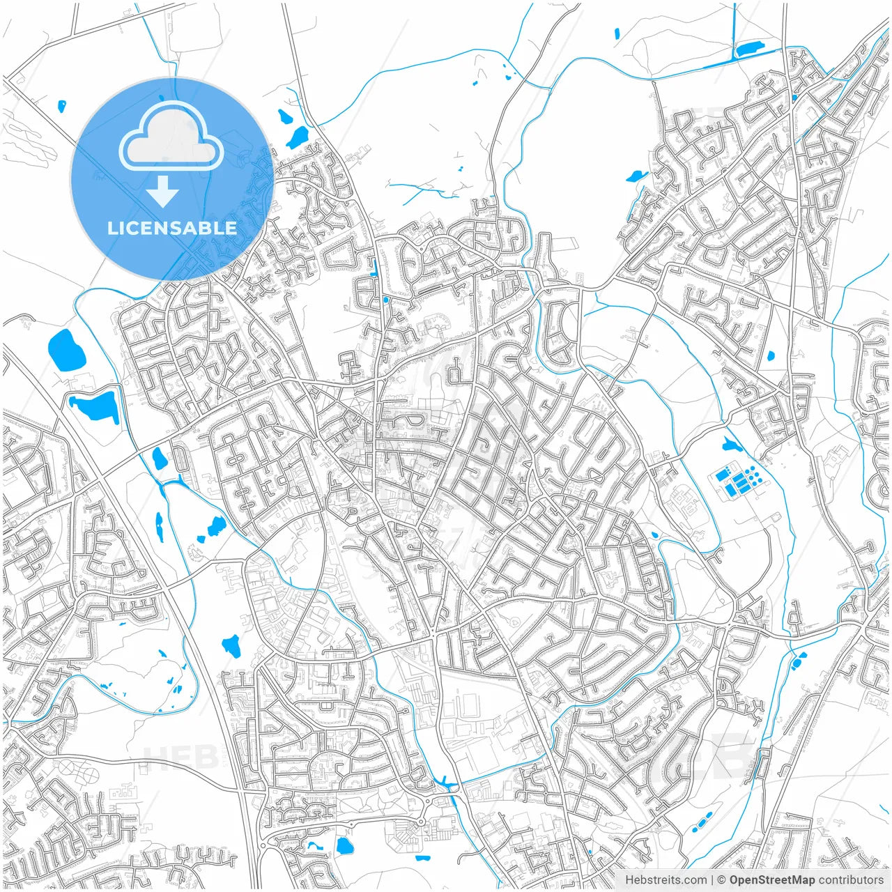 Bloxwich, West Midlands, England, city map with high resolution roads.