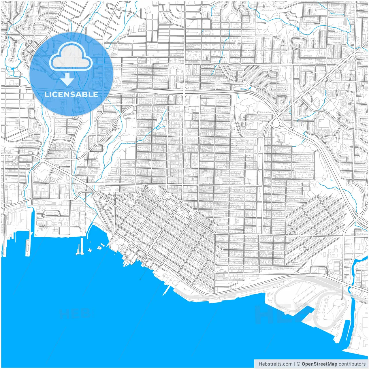 North Vancouver, British Columbia, Canada, city map with high resolution roads.