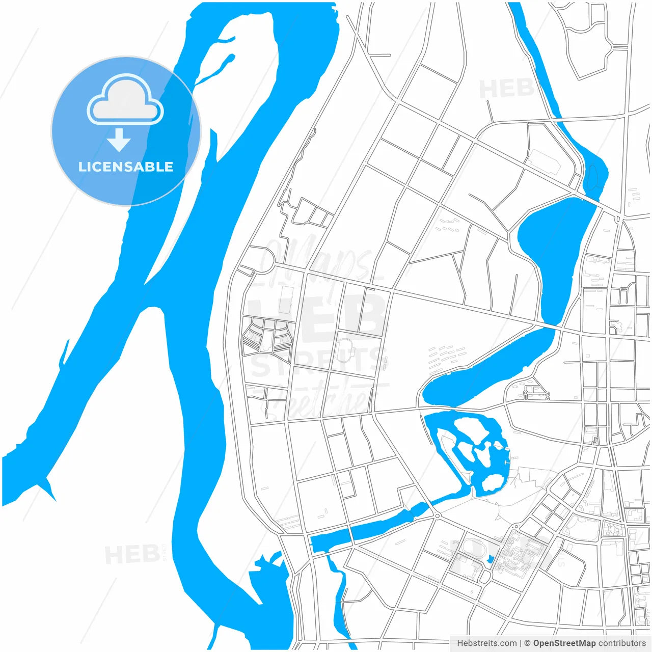 Qiqihar, Heilongjiang, China, city map with high resolution roads.