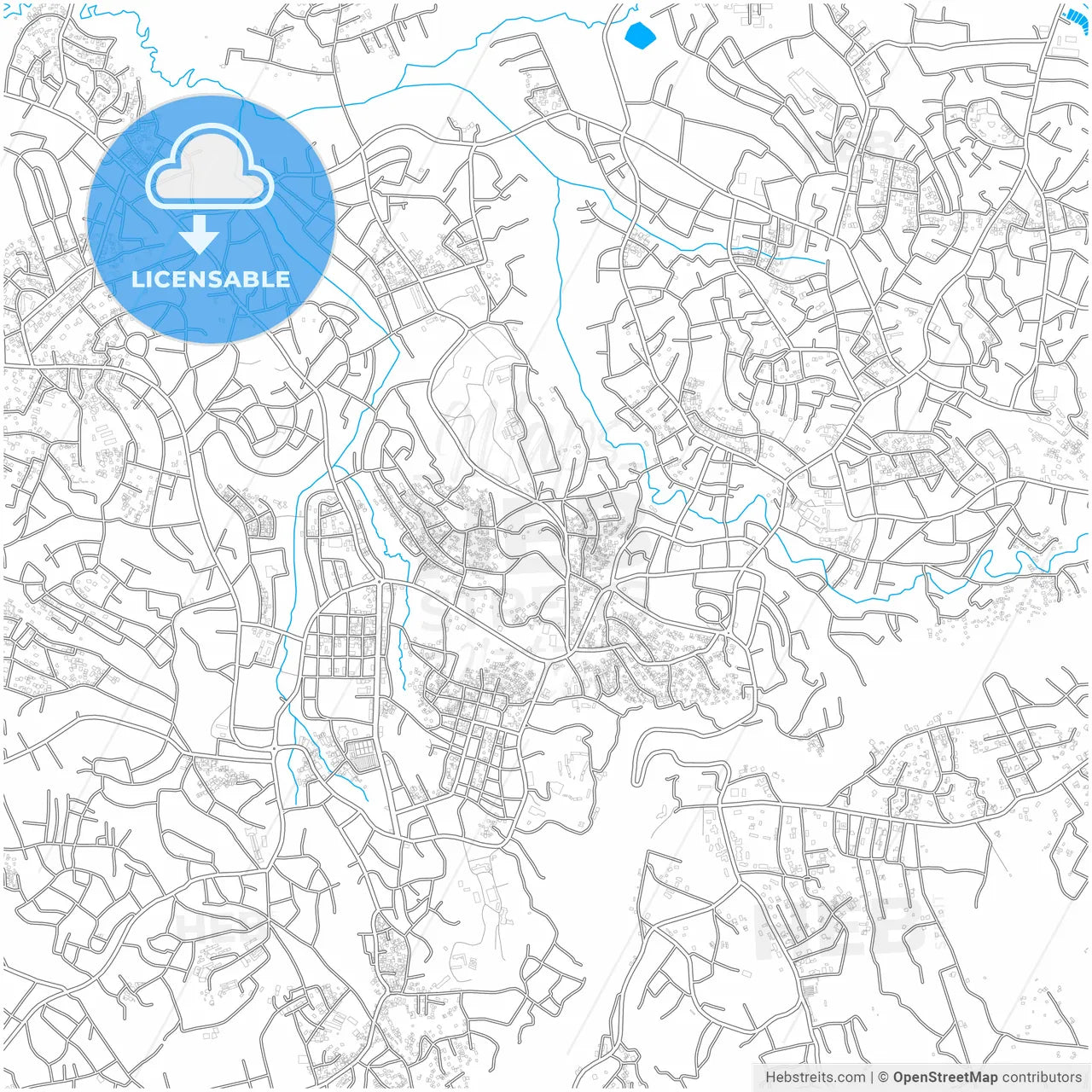 Bamenda, Cameroon, city map with high resolution roads.