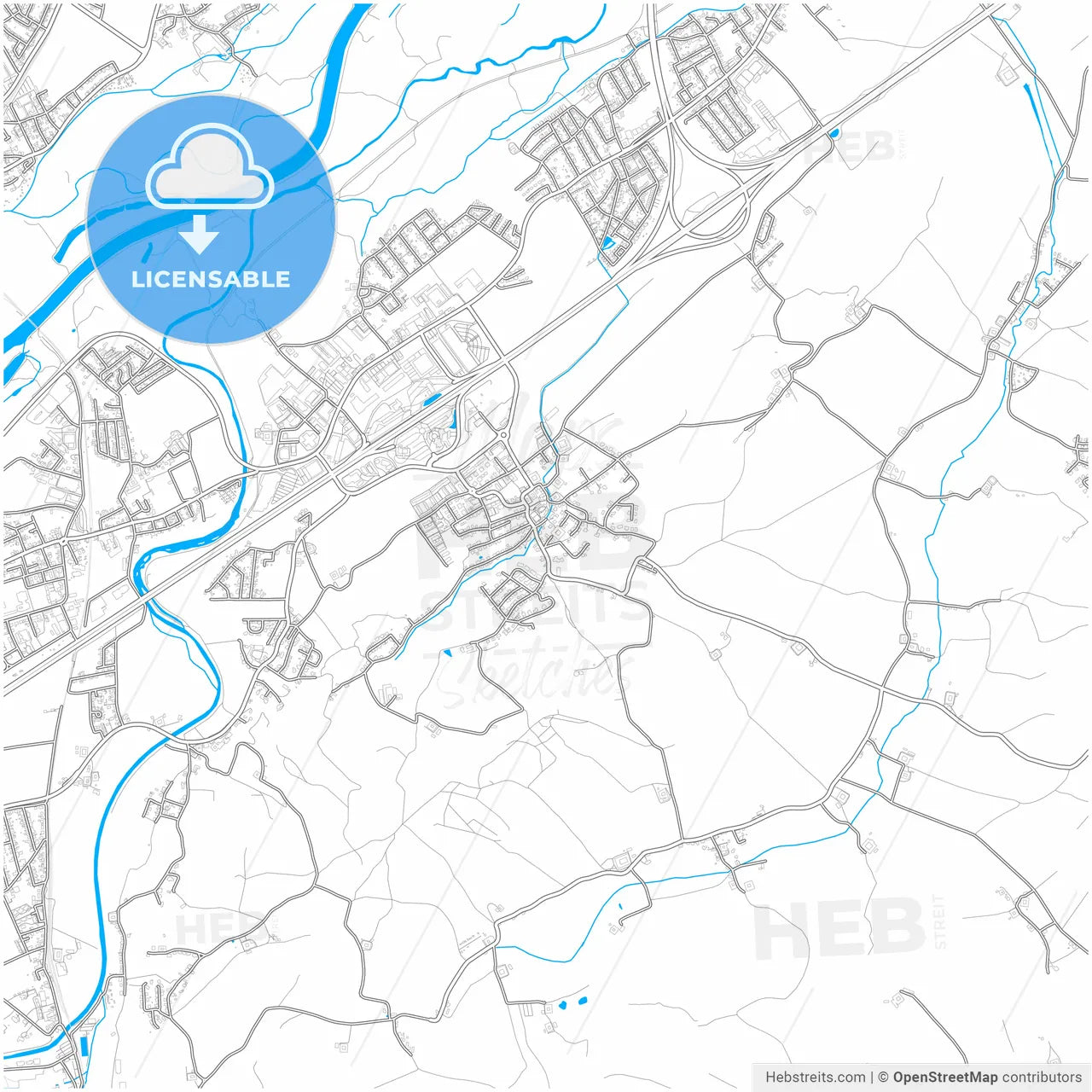 Ansfelden, Upper Austria, Austria, city map with high resolution roads.