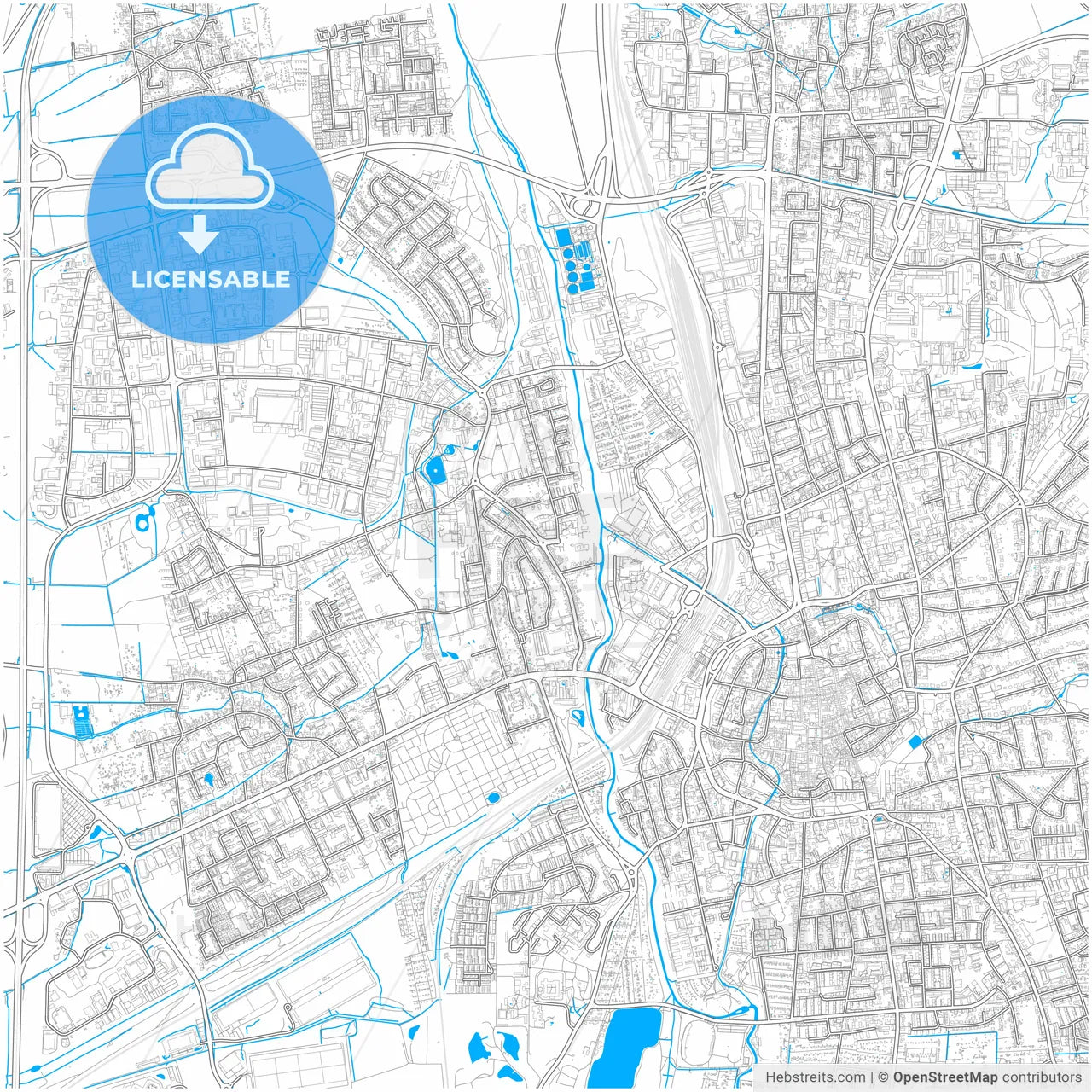 Gottingen, Lower Saxony, Germany, city map with high resolution roads.