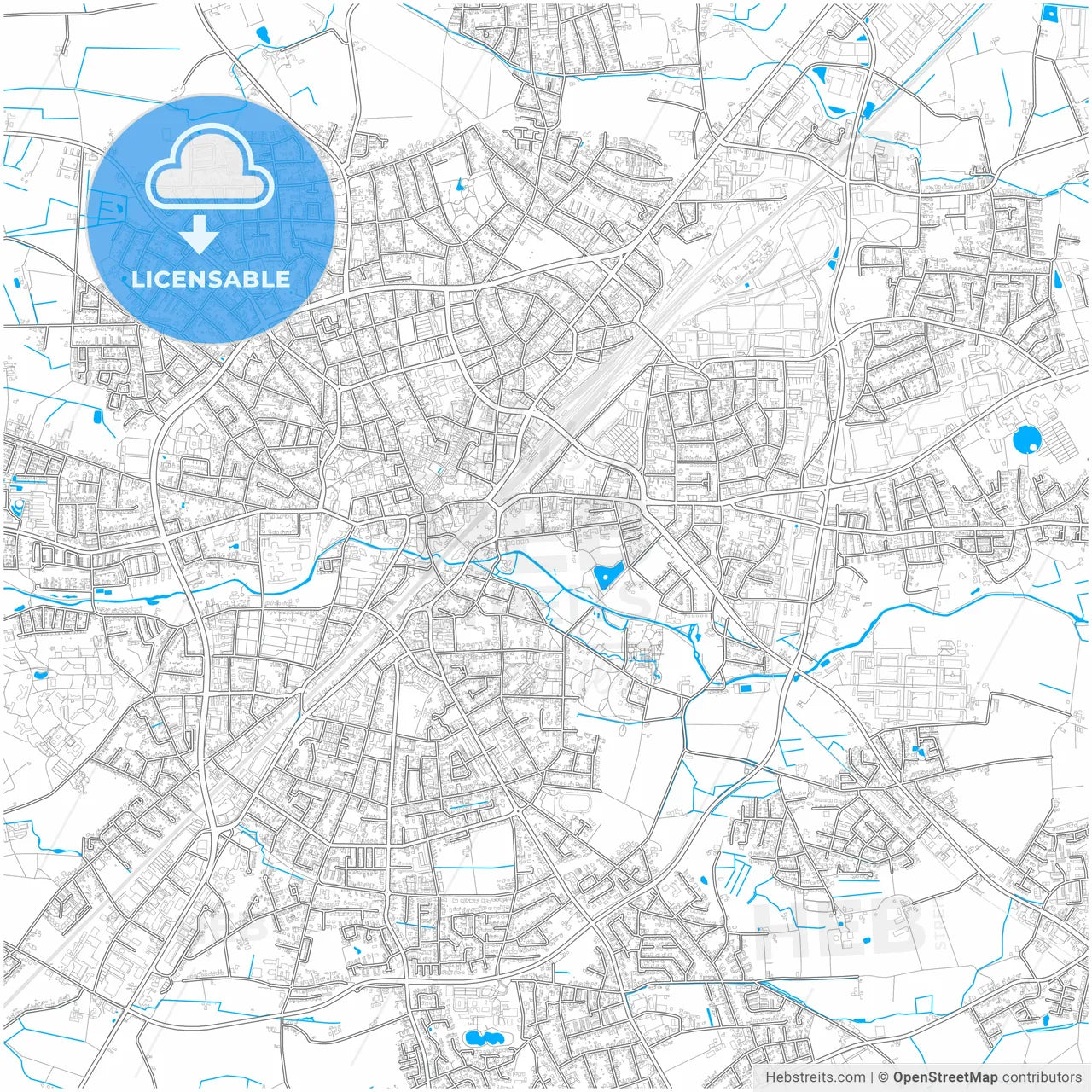 Gutersloh, North Rhine-Westphalia, Germany, city map with high resolution roads.