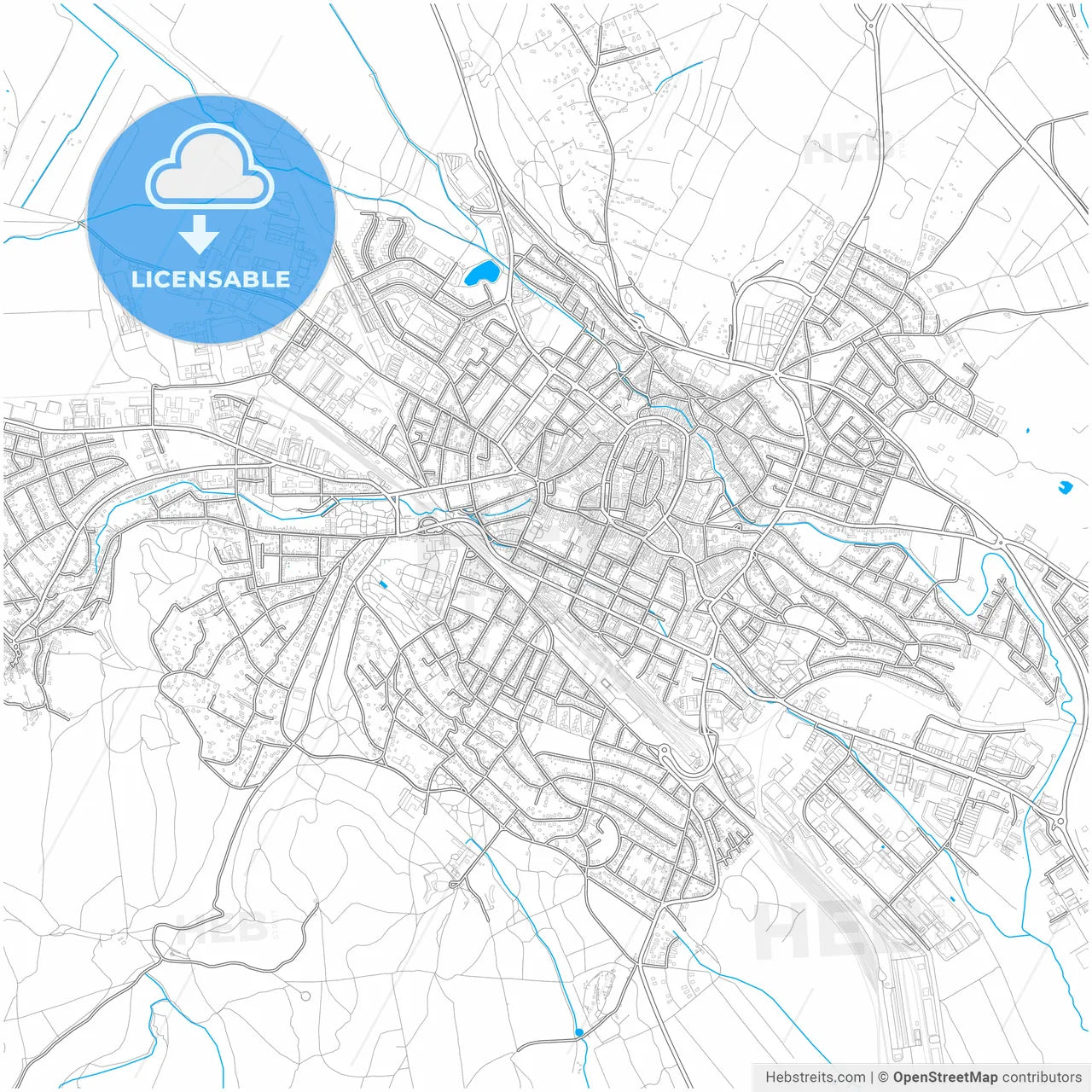 Sopron, Győr-Moson-Sopron, Hungary, city map with high resolution roads.