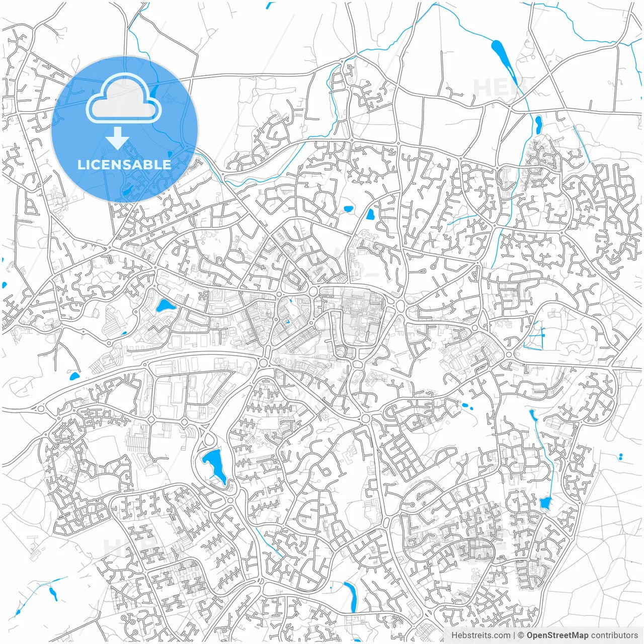 Bracknell, South East England, England, city map with high resolution roads.