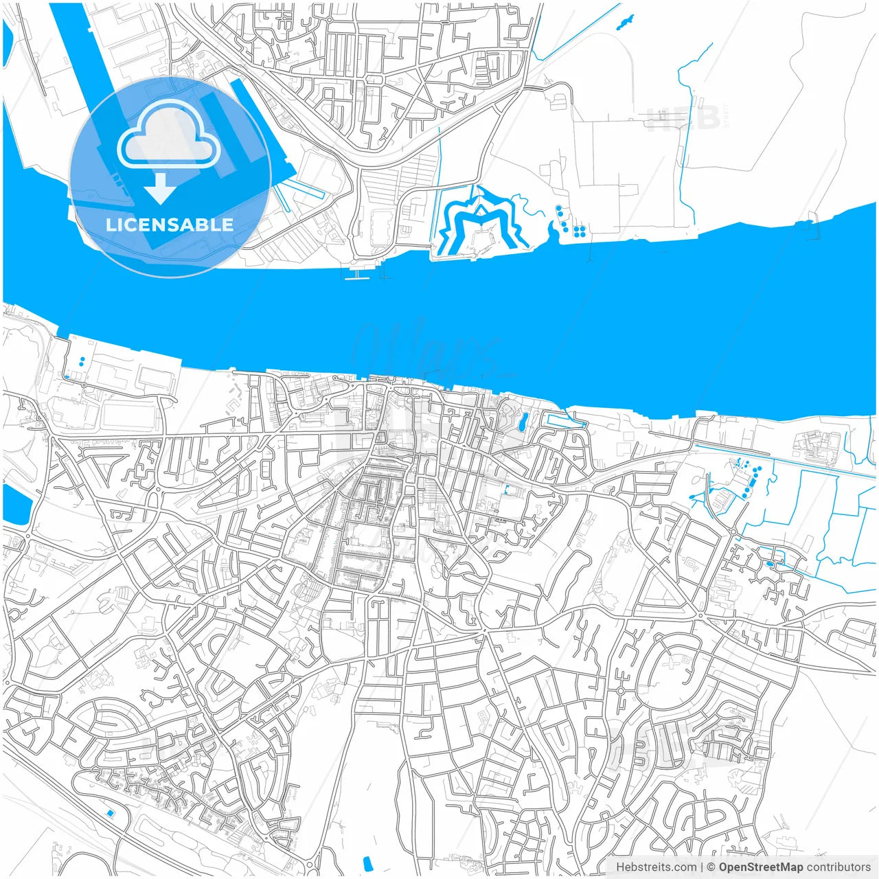 Gravesend, South East England, England, city map with high resolution roads.