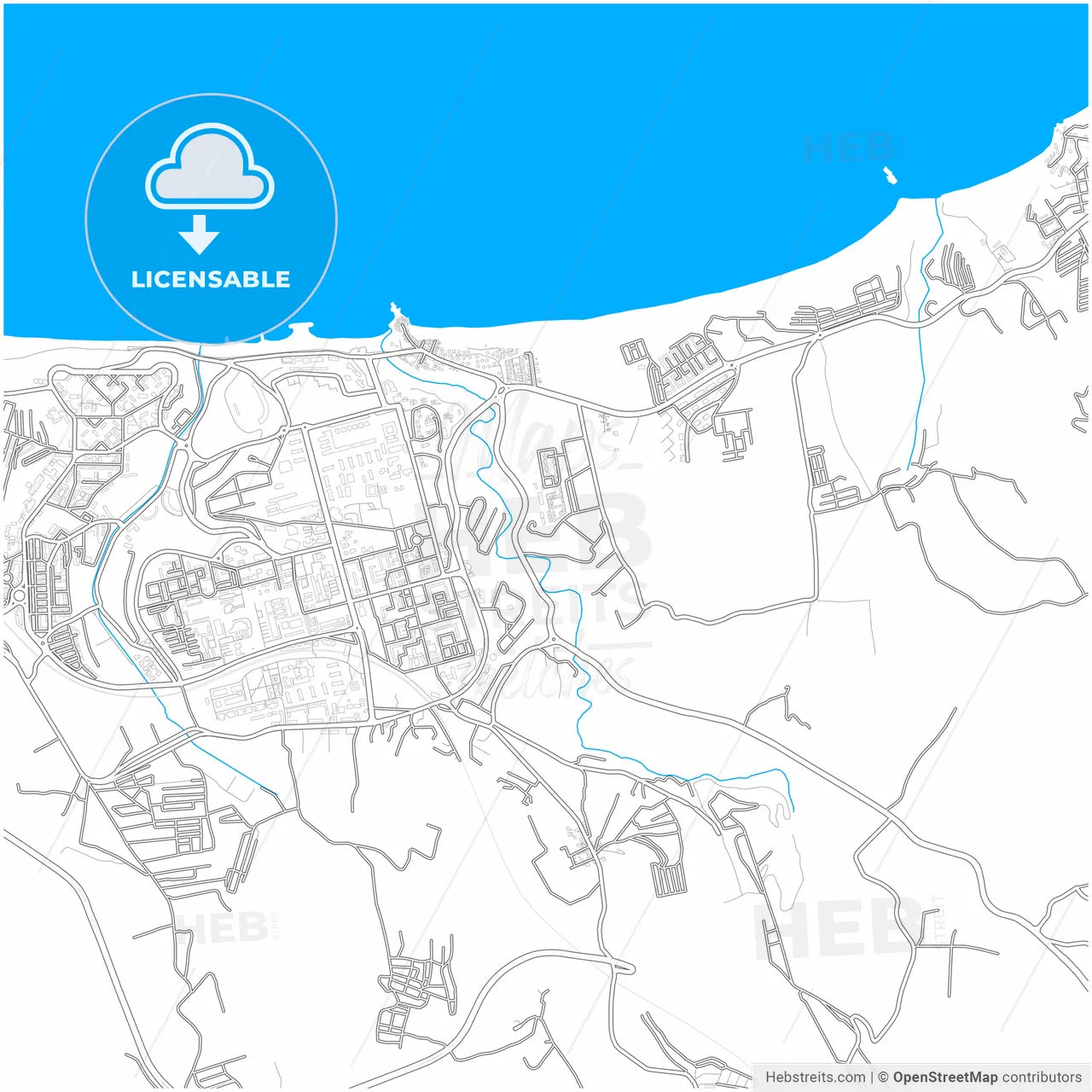 Boumerdas, Algeria, city map with high resolution roads.