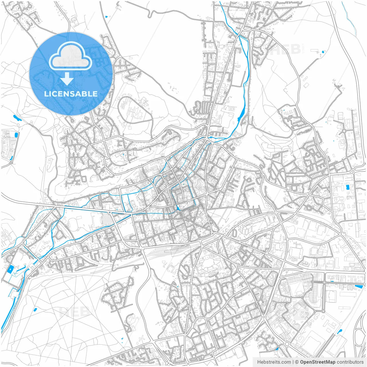Évreux, Eure, France, city map with high resolution roads.