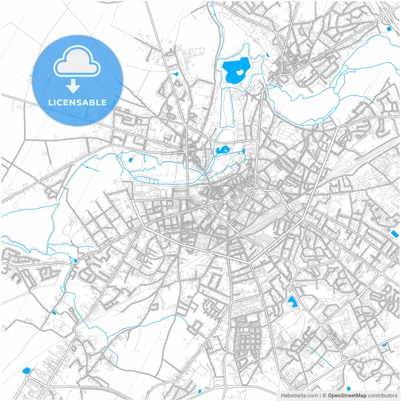 Châteauroux, Indre, France, city map with high resolution roads.