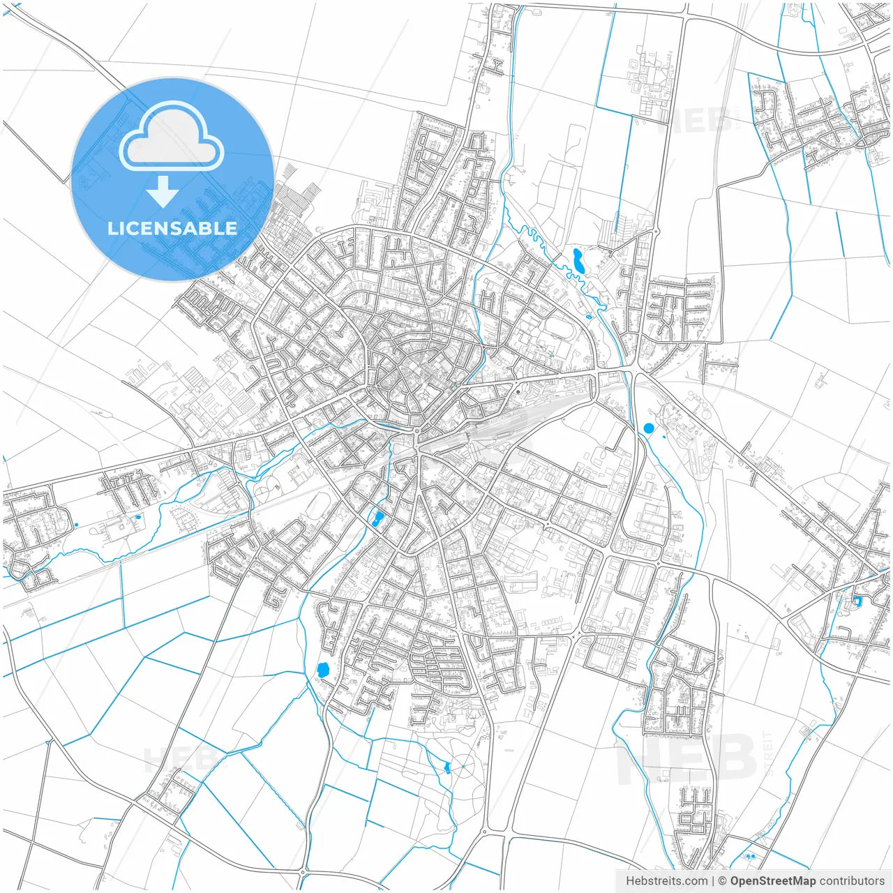 Euskirchen, North Rhine-Westphalia, Germany, city map with high resolution roads.