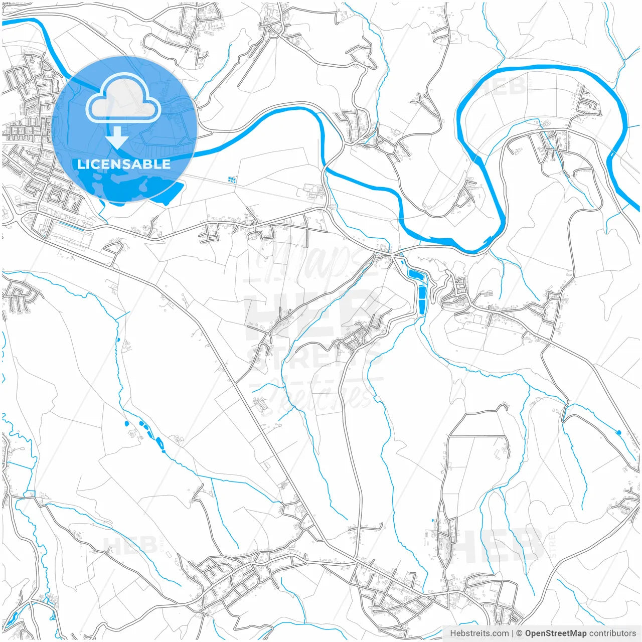 Hennef (Sieg), North Rhine-Westphalia, Germany, city map with high resolution roads.