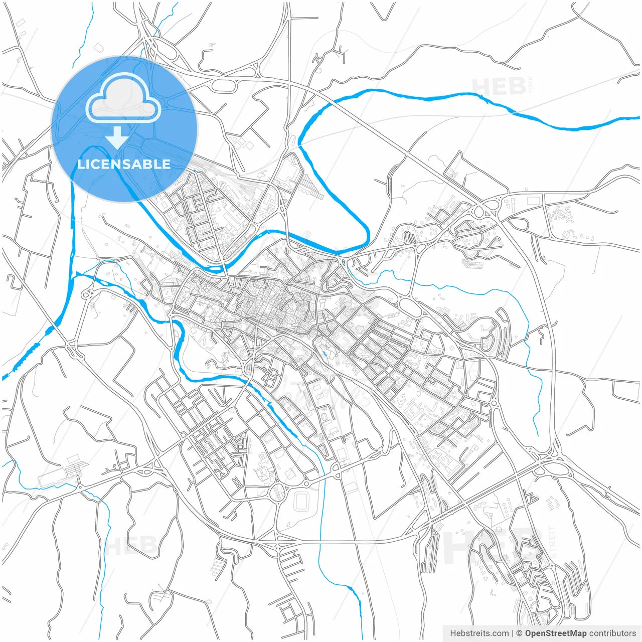 Benevento, Campania, Italy, city map with high resolution roads.