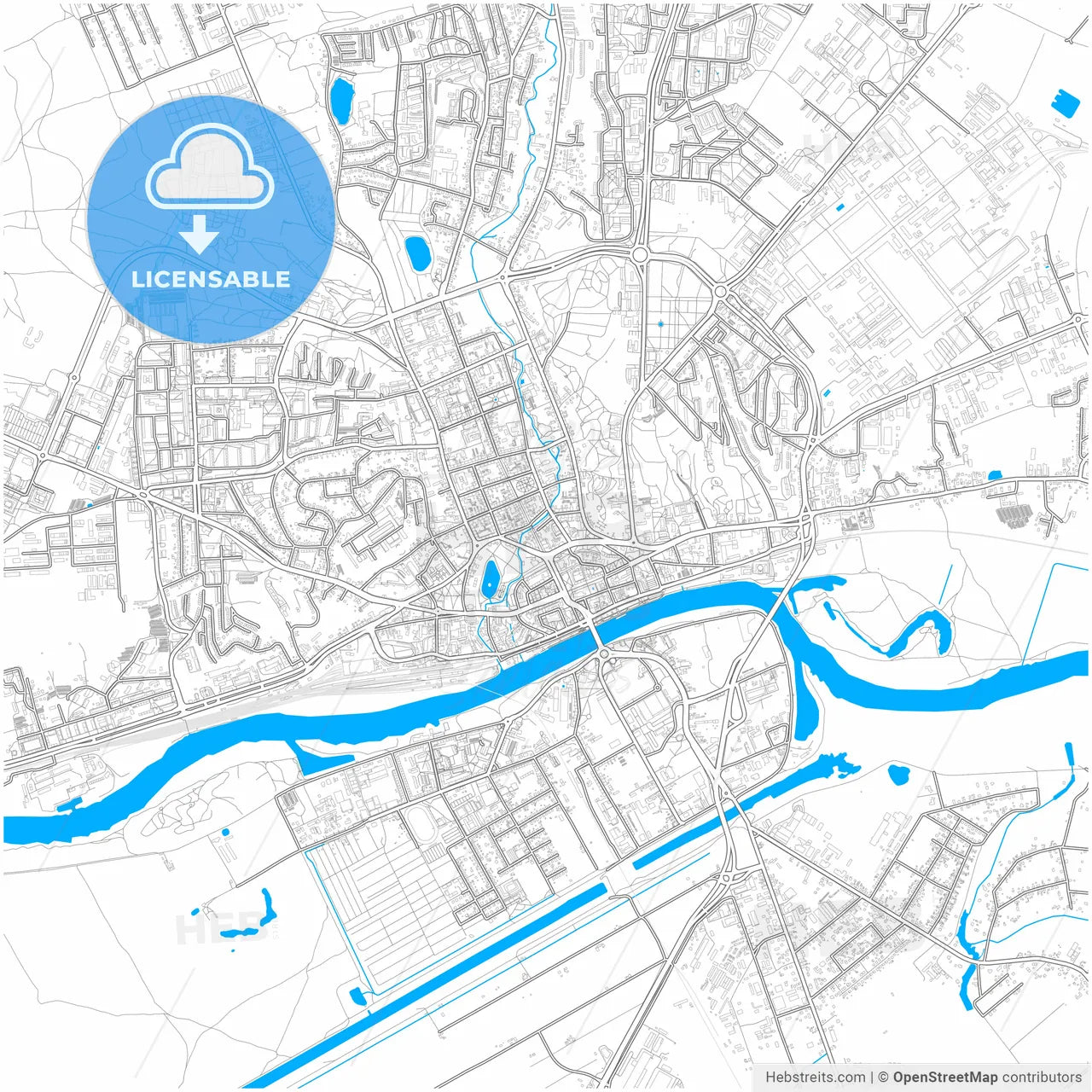 Gorzów Wielkopolski, Lubusz, Poland, city map with high resolution roads.