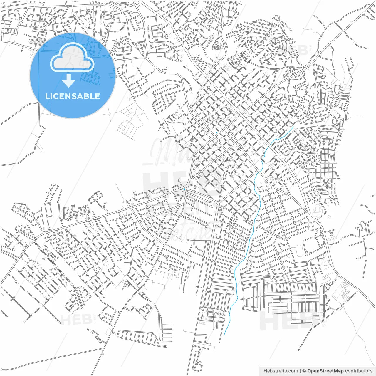 San Francisco de Macorís, Duarte, Dominican Republic, city map with high resolution roads.