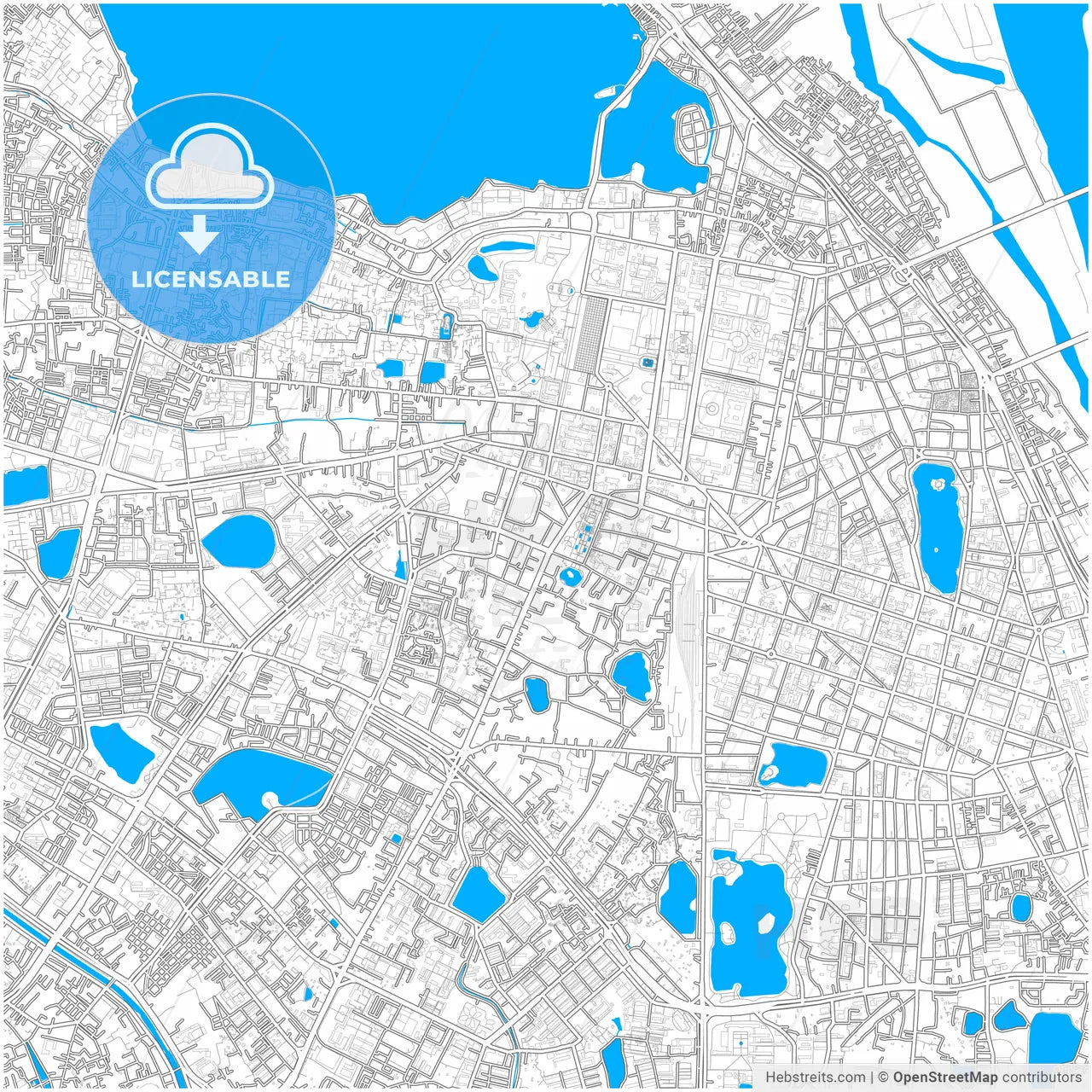 Hanoi, Hà Đông, Hà Tây, Vietnam, city map with high resolution roads.