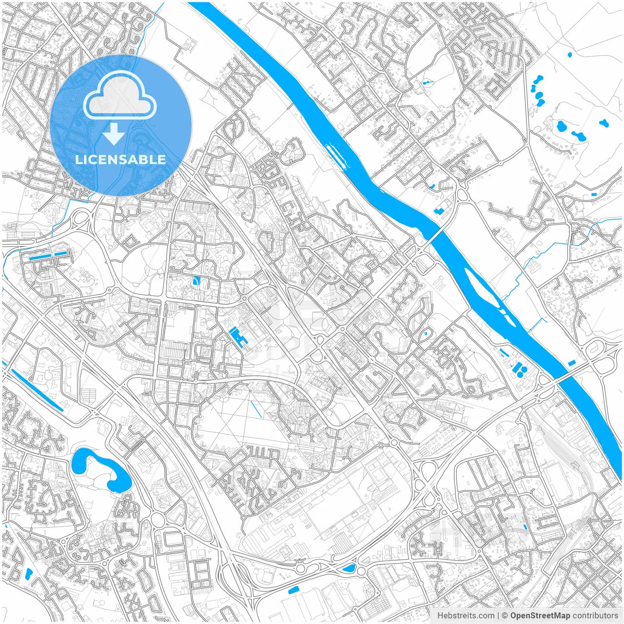 Évry, Essonne, France, city map with high resolution roads.