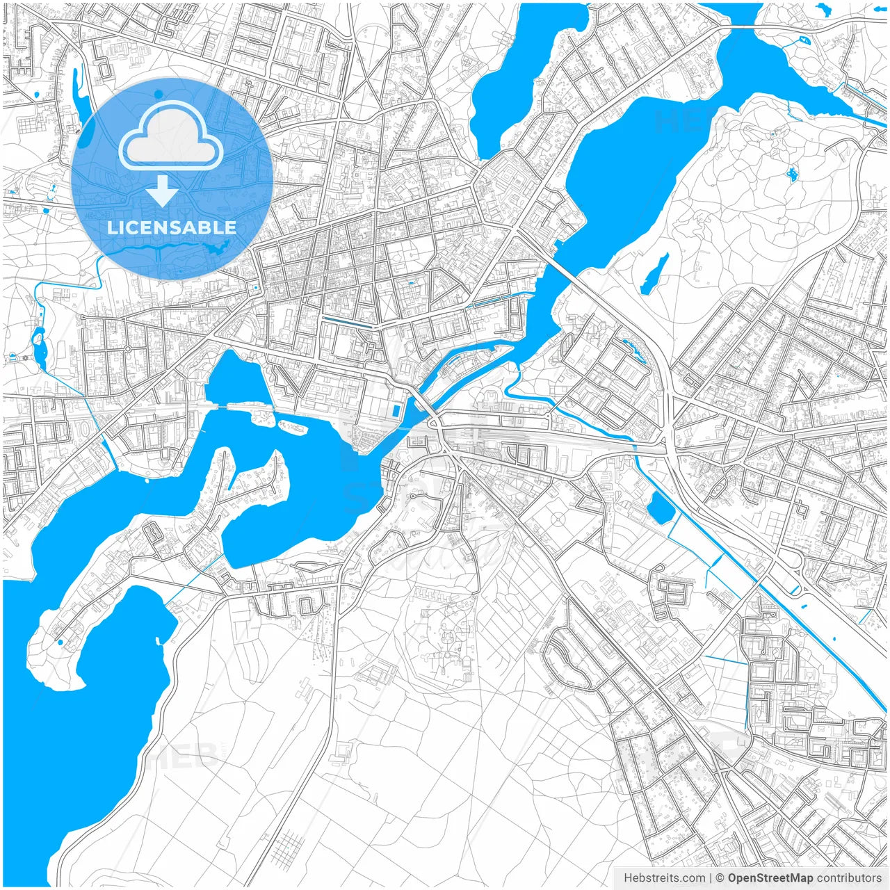 Potsdam, Brandenburg, Germany, city map with high resolution roads.