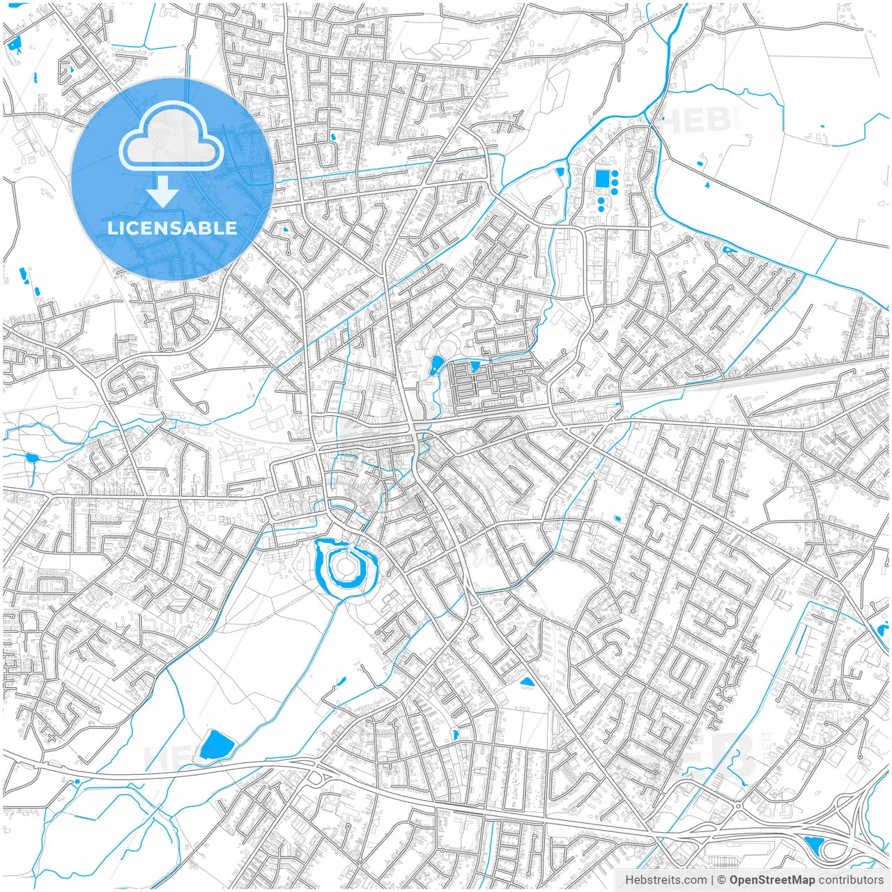 Delmenhorst, Lower Saxony, Germany, city map with high resolution roads.