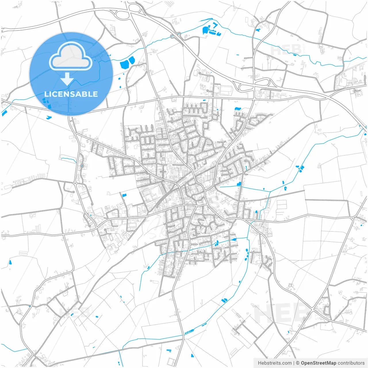 Ganderkesee, Lower Saxony, Germany, city map with high resolution roads.