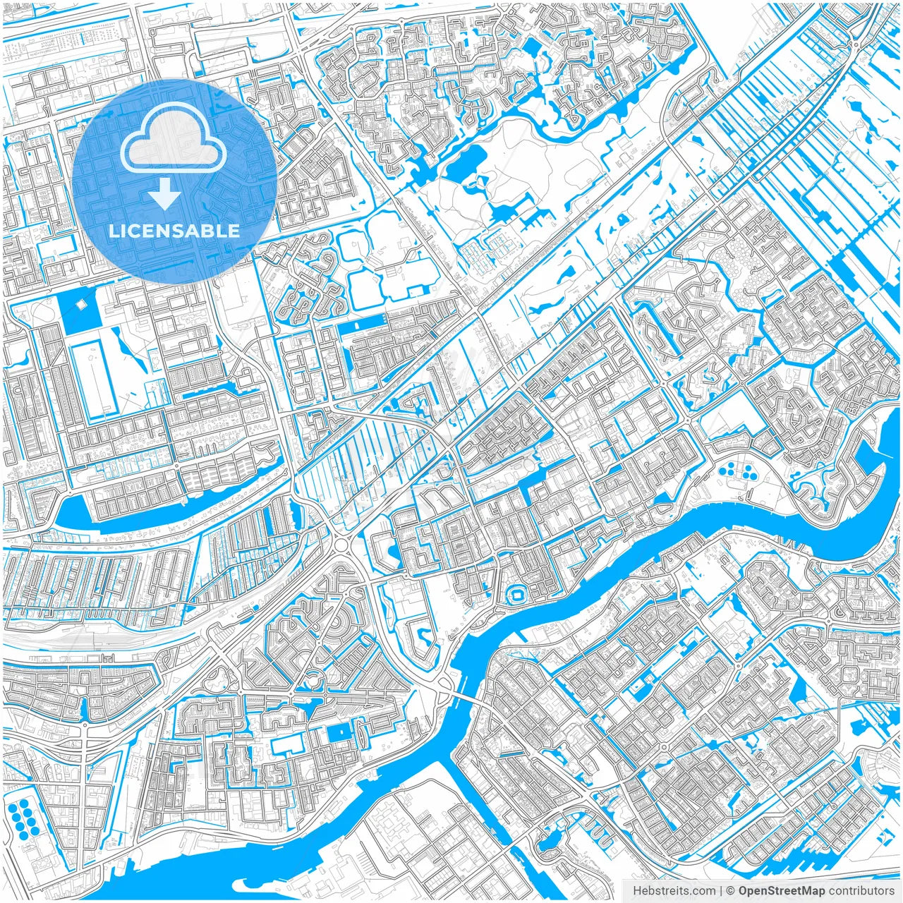 Capelle aan den IJssel, South Holland, Netherlands, city map with high resolution roads.