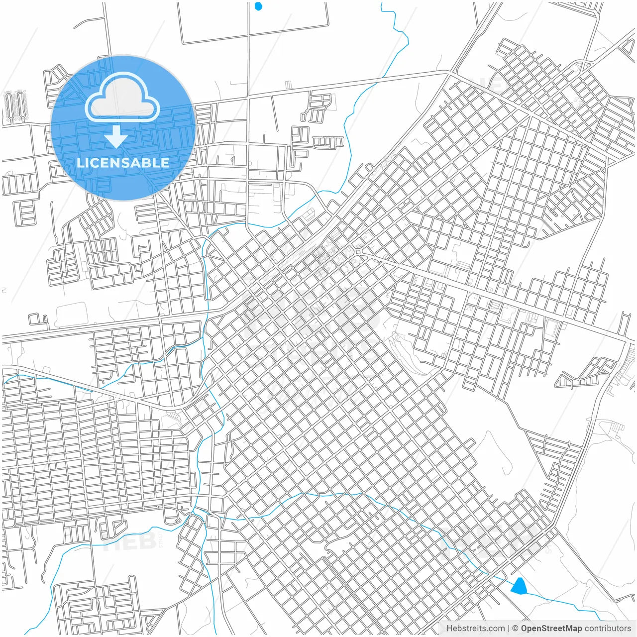Ciudad Cuauhtémoc, Chihuahua, Mexico, city map with high resolution roads.