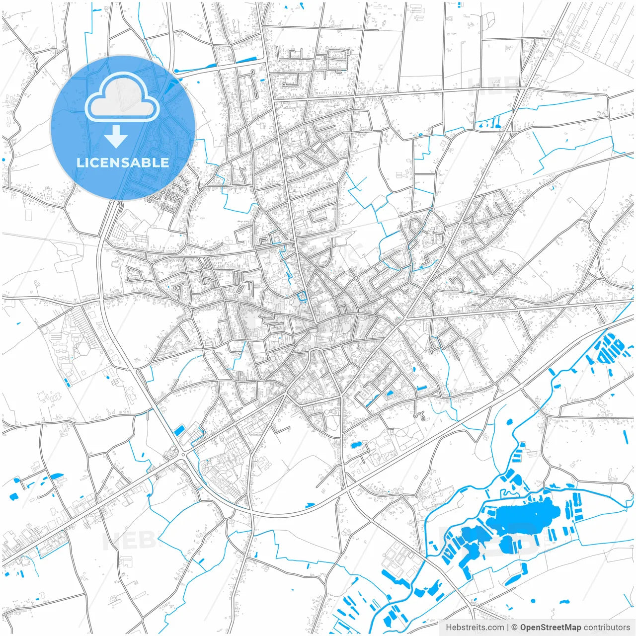 Geel, Antwerp, Belgium, city map with high resolution roads.