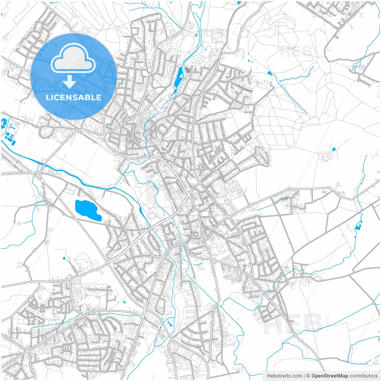 Bad Salzuflen, North Rhine-Westphalia, Germany, city map with high resolution roads.