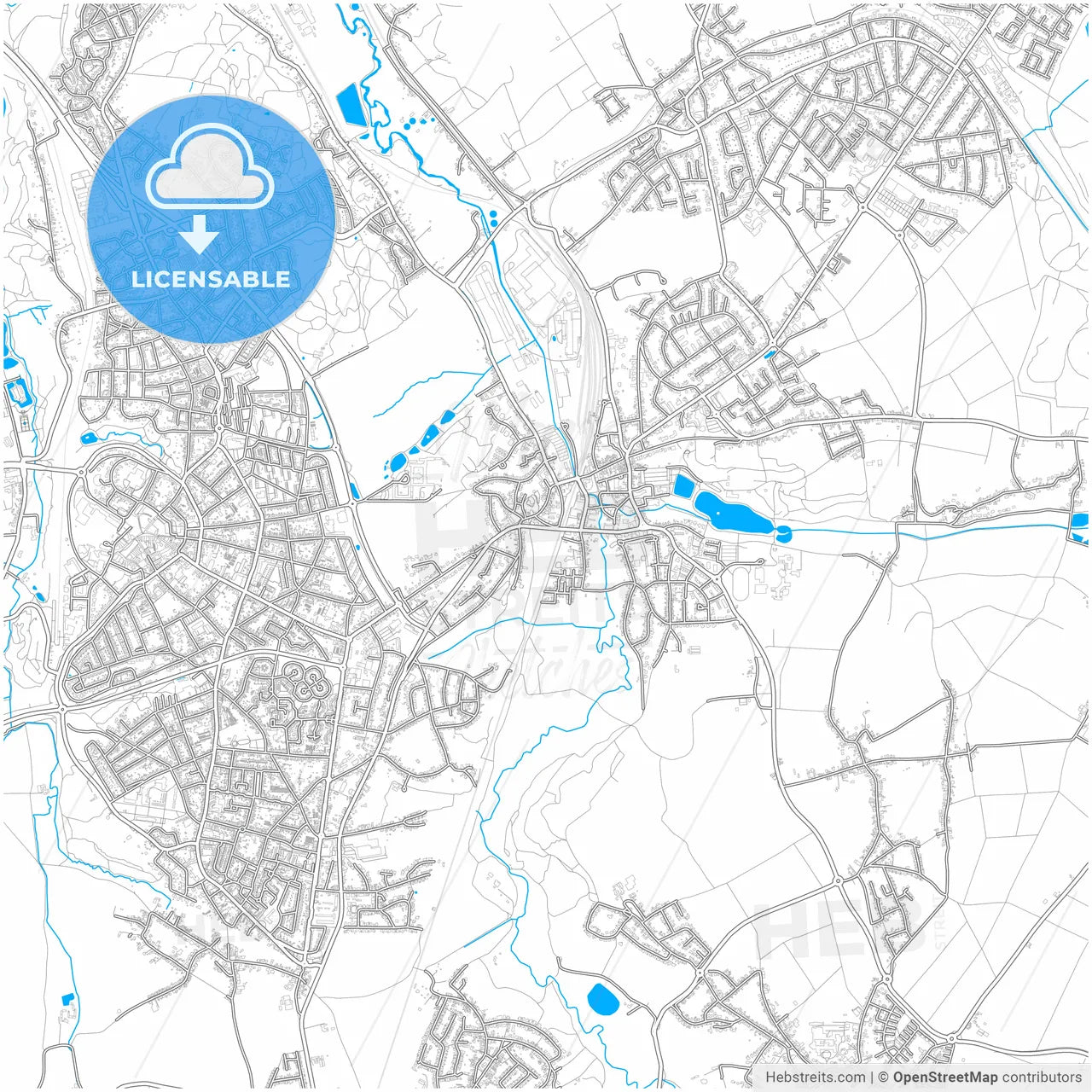 Herzogenrath, North Rhine-Westphalia, Germany, city map with high resolution roads.