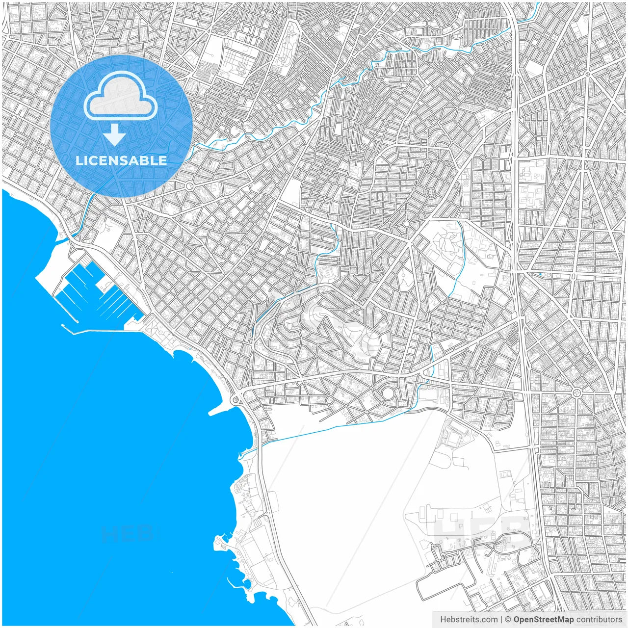 Alimos, Attica, Greece, city map with high resolution roads.