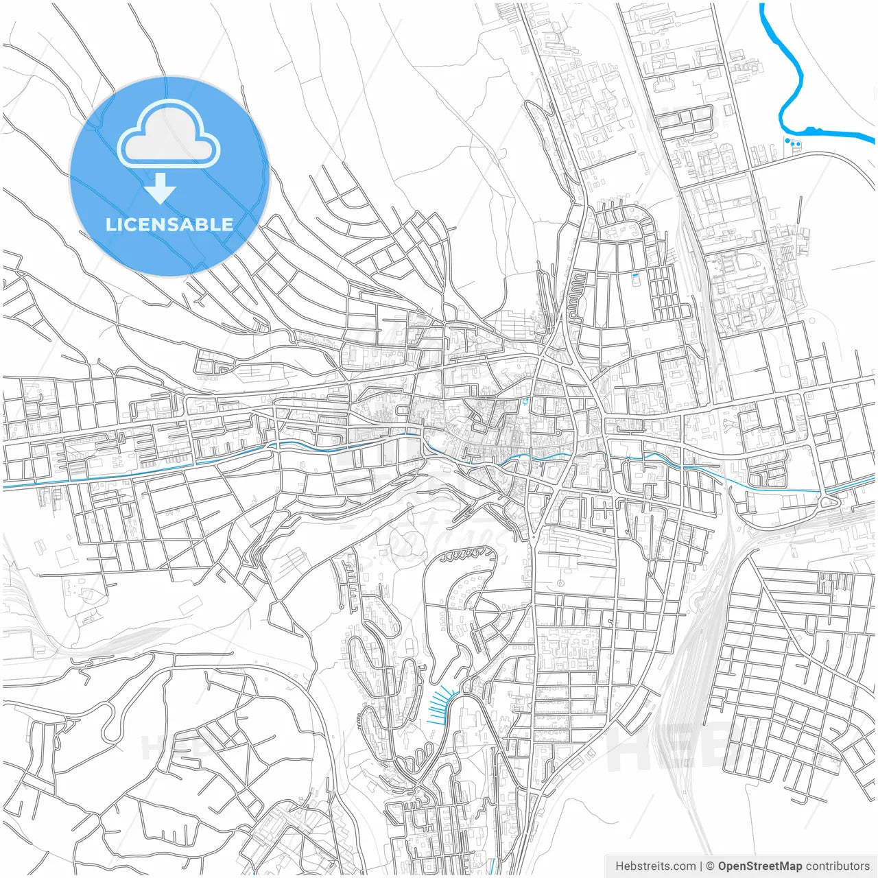 Miskolc, Borsod-Abaúj-Zemplén, Hungary, city map with high resolution roads.