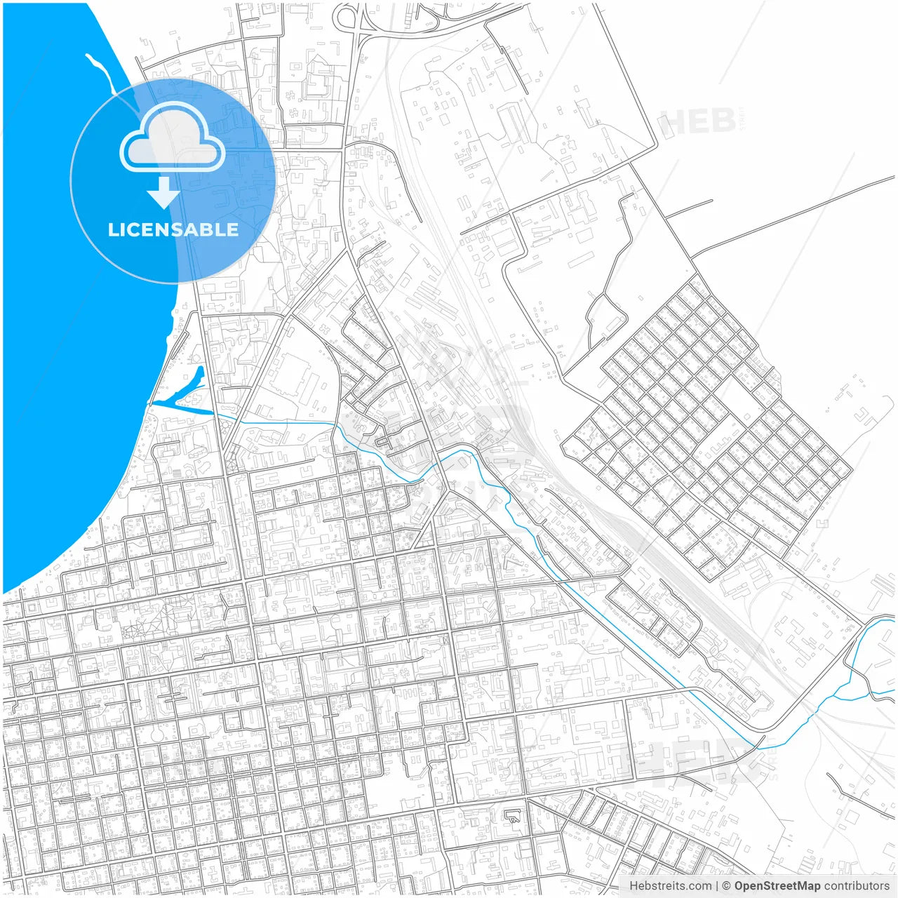 Kokshetau, Akmola Province, Kazakhstan, city map with high resolution roads.