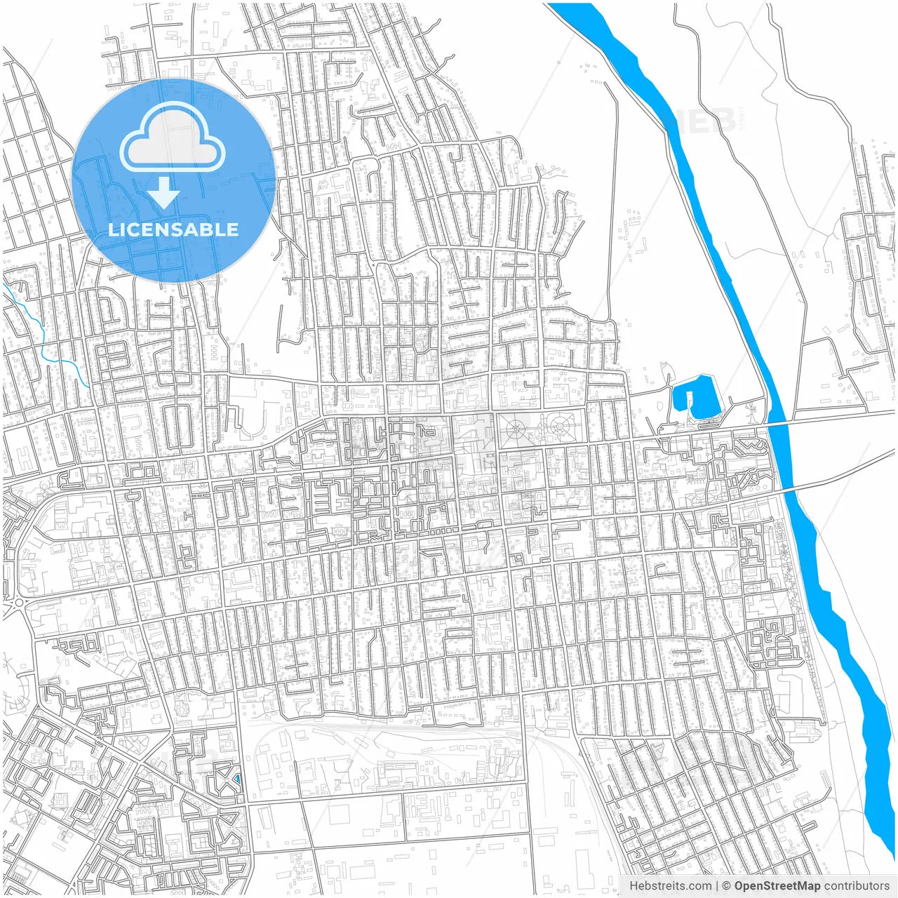 Taldykorgan, Almaty Province, Kazakhstan, city map with high resolution roads.