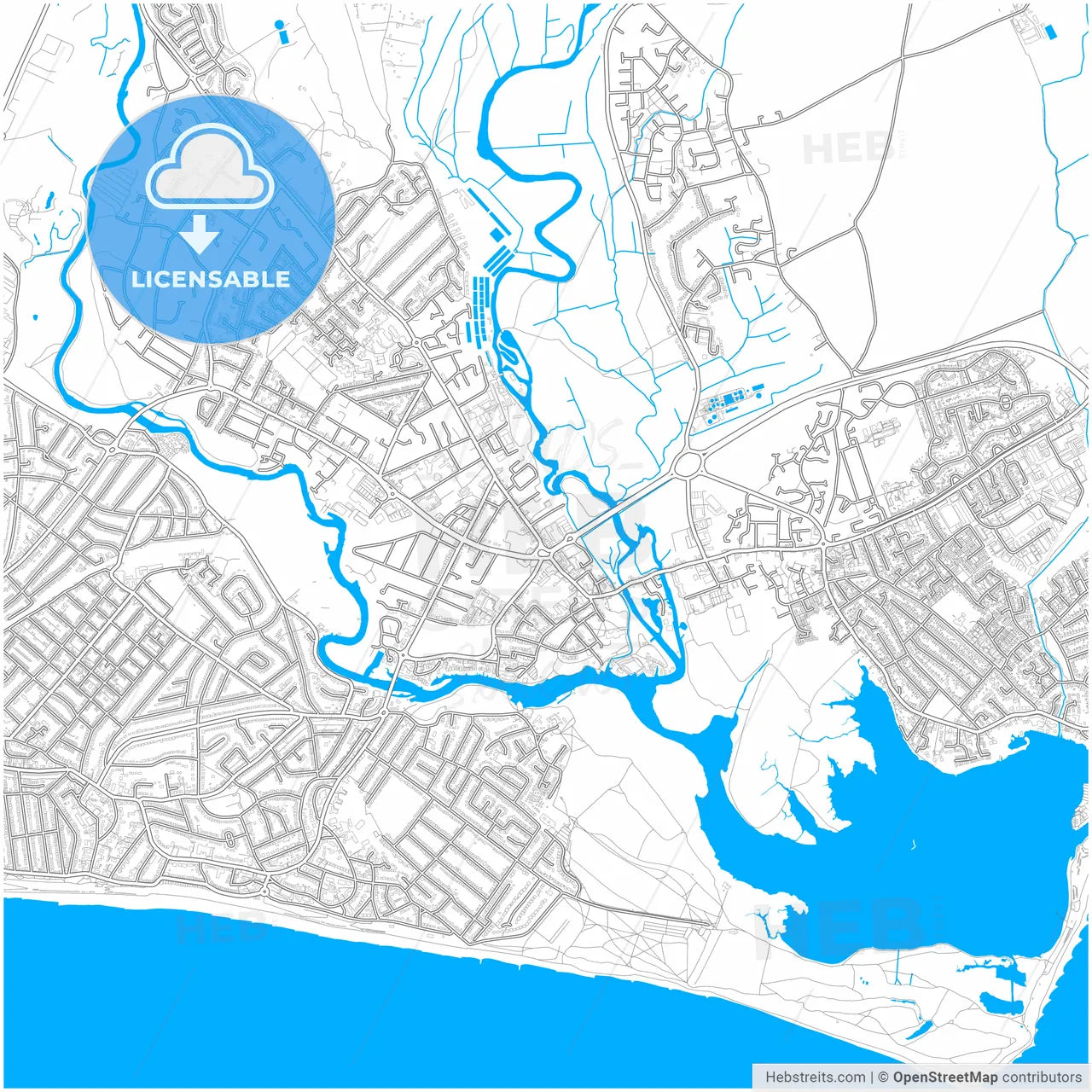 Christchurch, North West England, England, city map with high resolution roads.