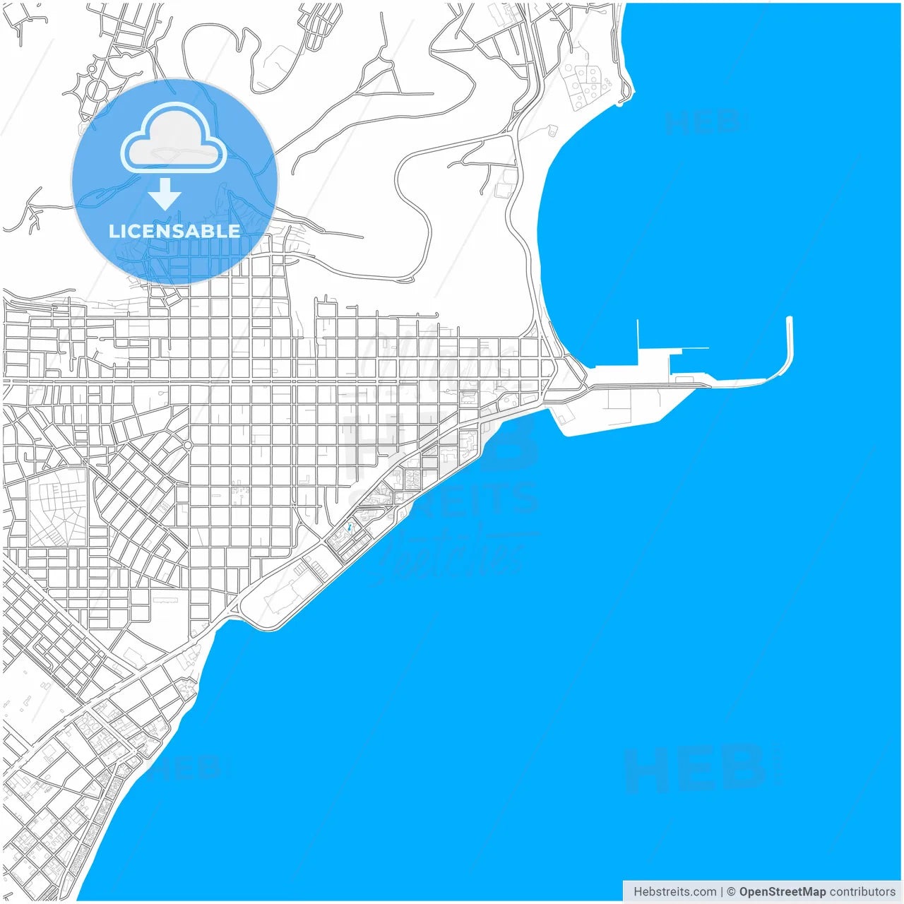 Comodoro Rivadavia, Argentina, city map with high resolution roads.
