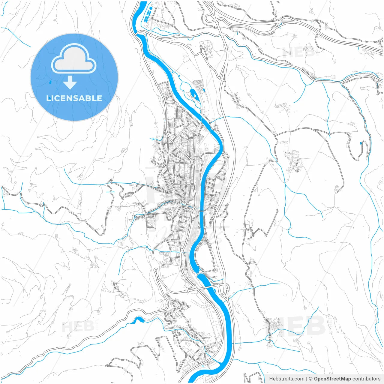 Bischofshofen, Salzburg, Austria, city map with high resolution roads.